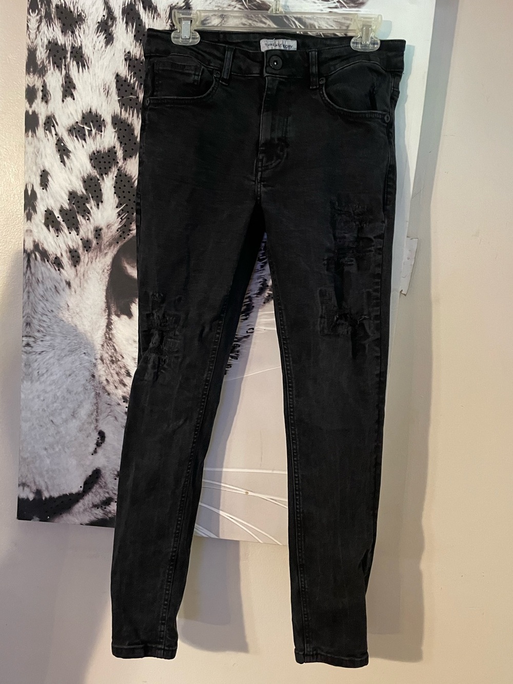 Thread Theory Black Distressed Men’s Skinny Jeans Pants Bottoms 30 x 30